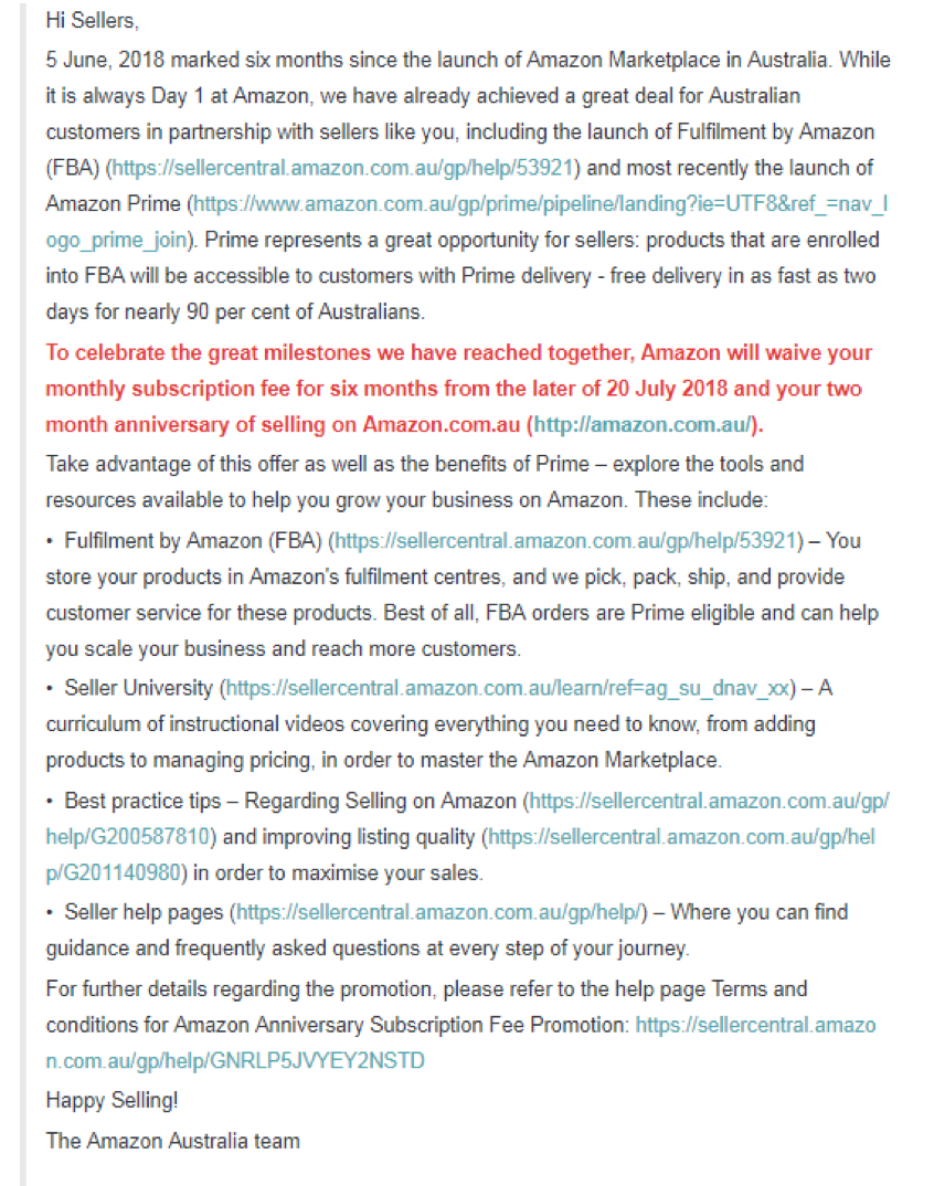 亞馬遜澳洲站一大利好！開店滿2月，免收半年月租費(fèi)！